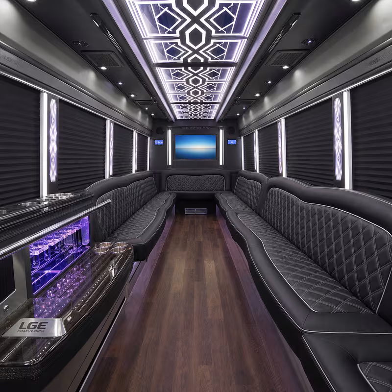 15 Passenger Party Bus Interior
