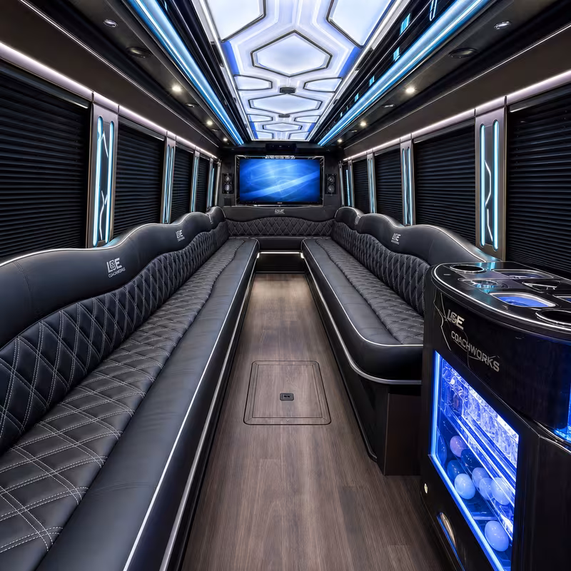 18 Passenger Party Bus Inside