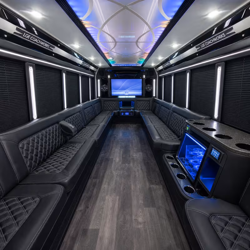 20 Passenger Party Bus Inside