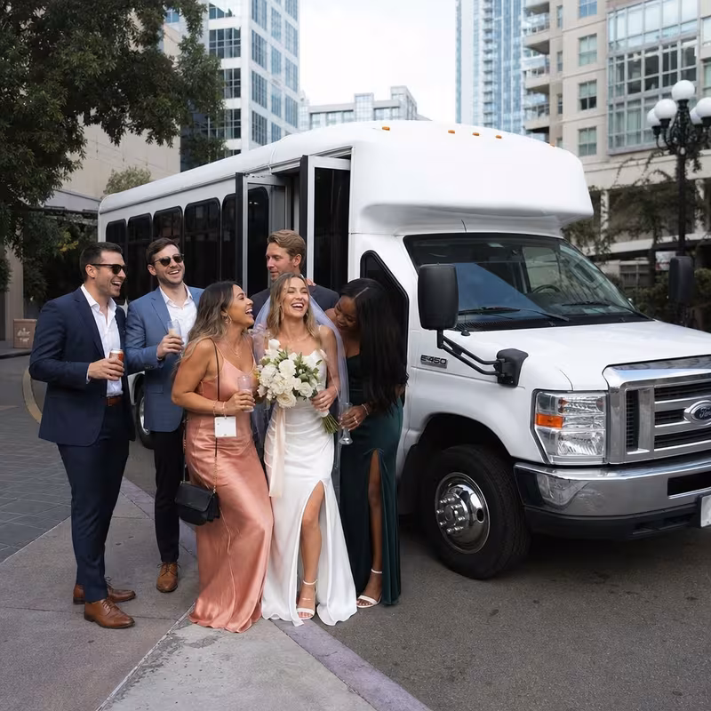 Black Mercedes Sprinter van staged for an Memphis Bachelor & Bachelorette Transportation group