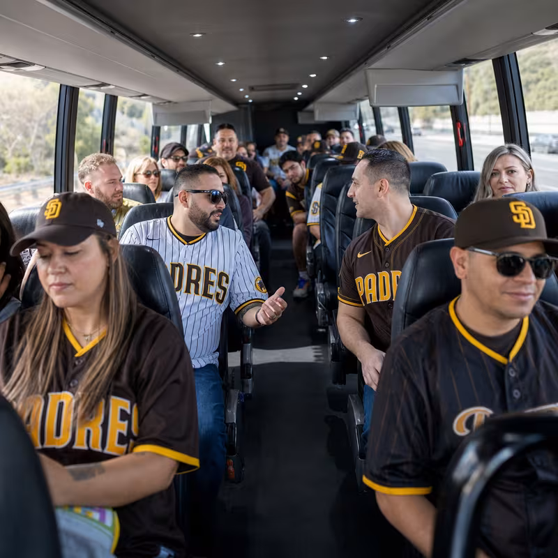 Passenger seating aboard a Memphis party bus rental
