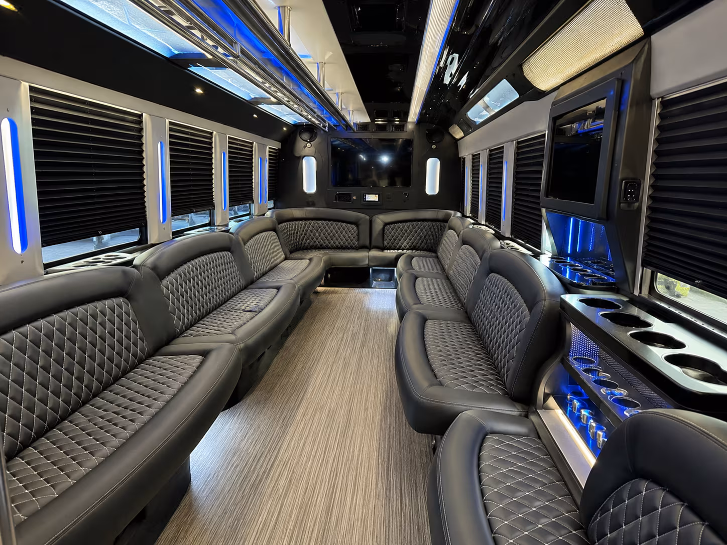 Interior of a party bus rental serving Memphis