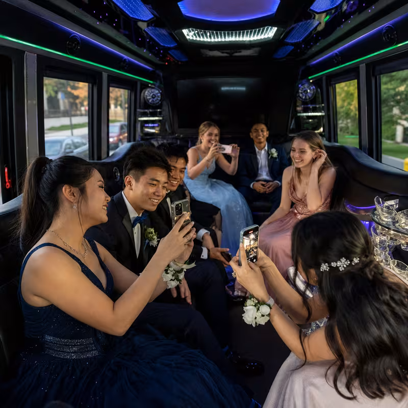 Black Mercedes Sprinter van staged for an Memphis Prom & Homecoming Transportation group
