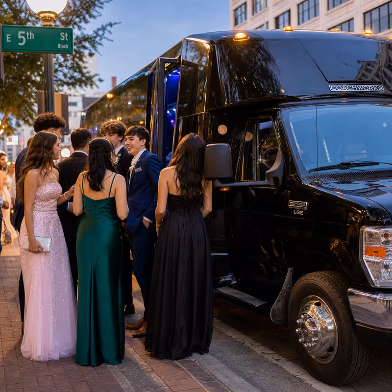Passengers loading luggage while boarding an Memphis group shuttle