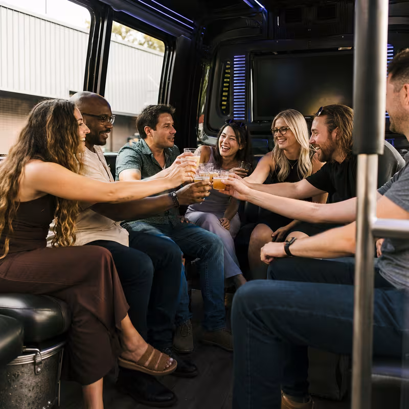Black Mercedes Sprinter van staged for an Memphis Winery & Brewery Tour Transportation group