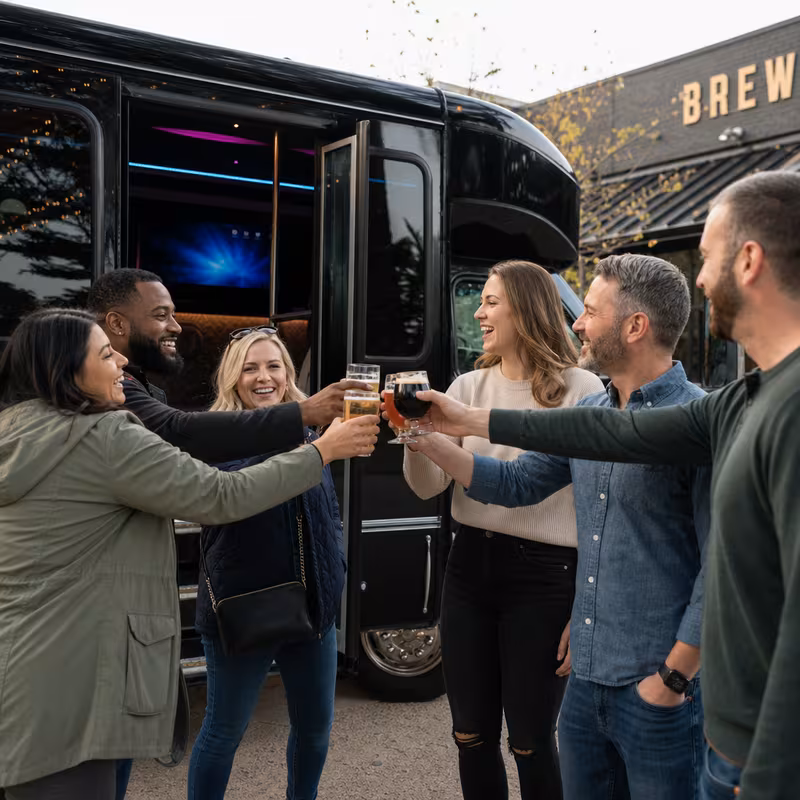 Passengers loading luggage while boarding an Memphis group shuttle